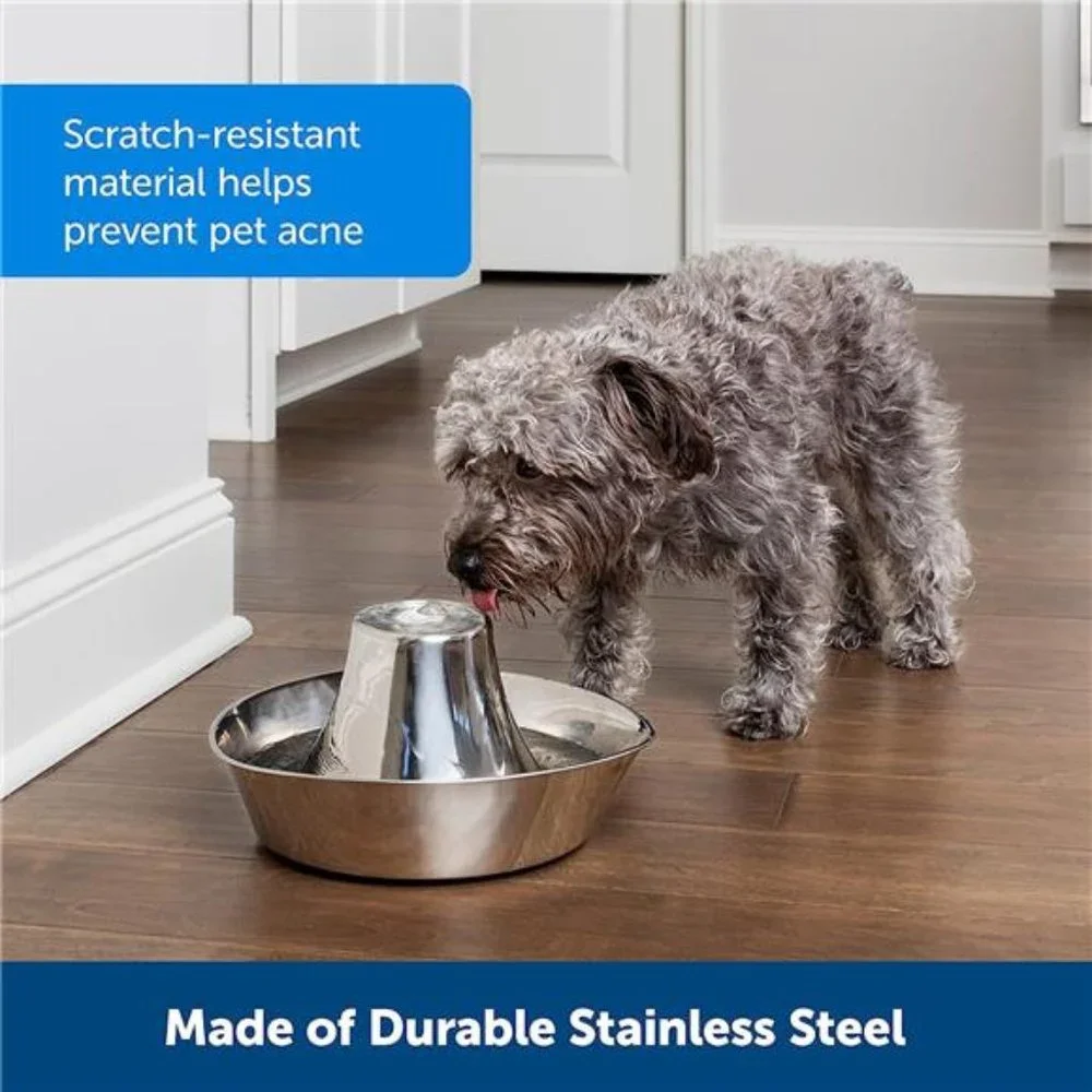 Seaside Stainless Cat & Dog Fountain - 2 Water Filters & 1 Pump Included